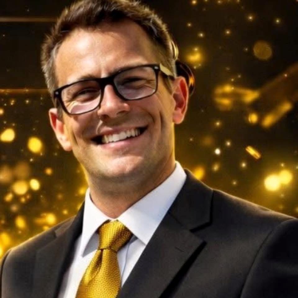 Anthony Rockett smiling in a dark suit with a gold tie